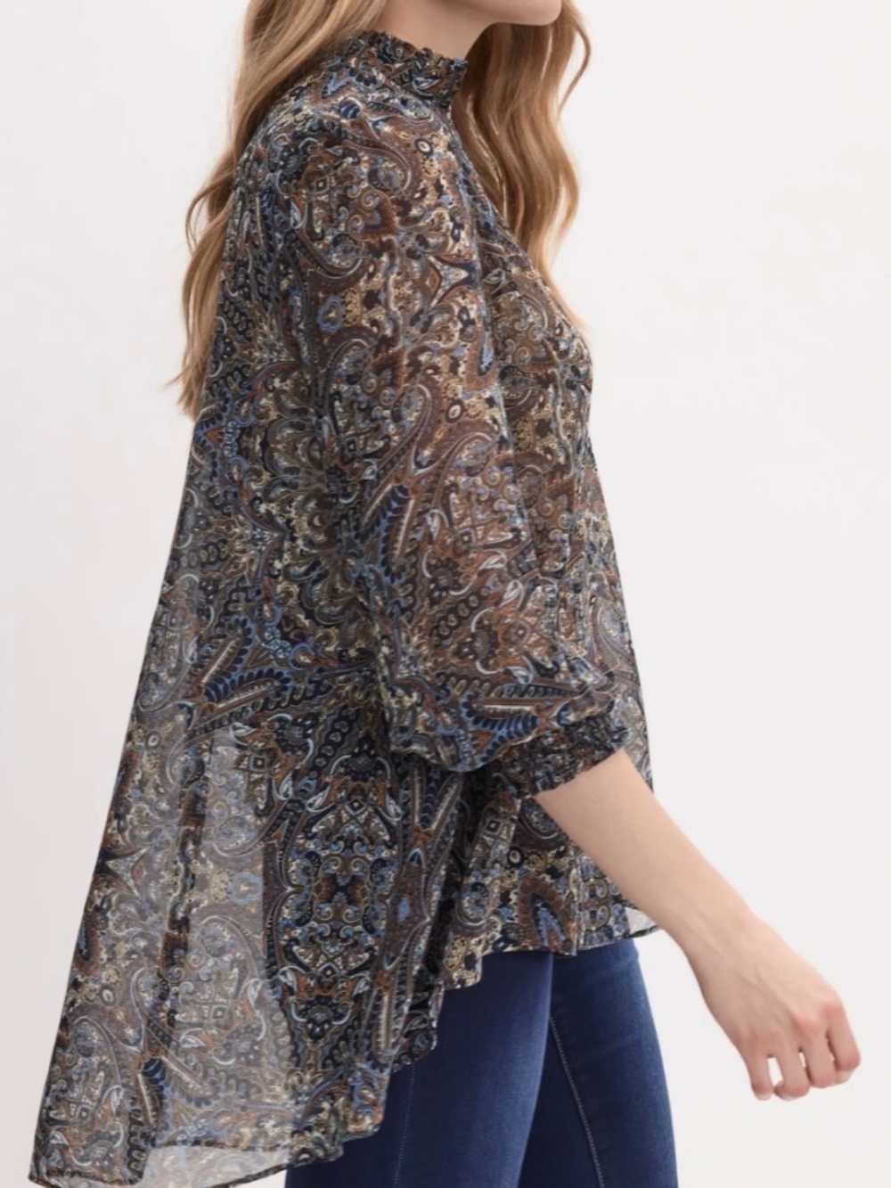 NWOT Melanie Lyne Abstract Print Notch Collar Blouse Size 8